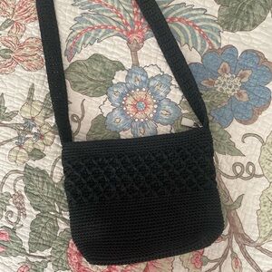 Woven Design Black Crossbody Bag
